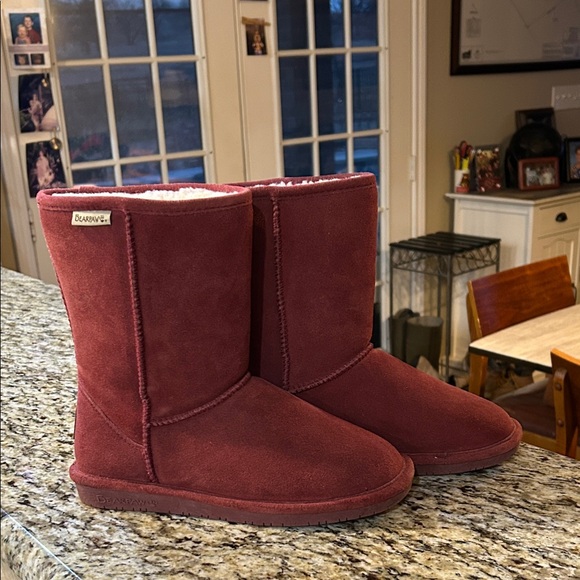 BearPaw Women's Burgundy Suede Winter Boots - Picture 2 of 15